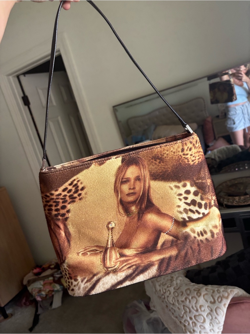 Designer-Inspired Leopard Print Shoulder Bag in Brown y2k early 2000s